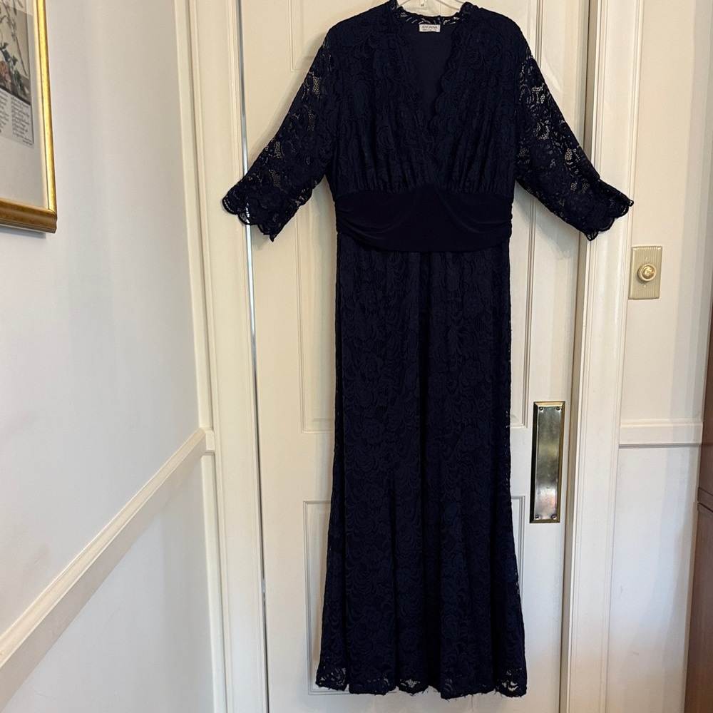 Kiyonna Midnight Blue Lace Long Sleeve Dress
